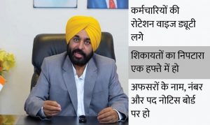 Read more about the article मान सरकार का बड़ा फैसला पंजाब में एक सीट पर एक साल से ज्यादा नहीं रहेगा कर्मचारी अफसर आवेदन पर एक ही बार लगाएं एतराज